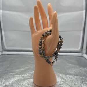 Elegant Gold and Gray Beaded Bracelets